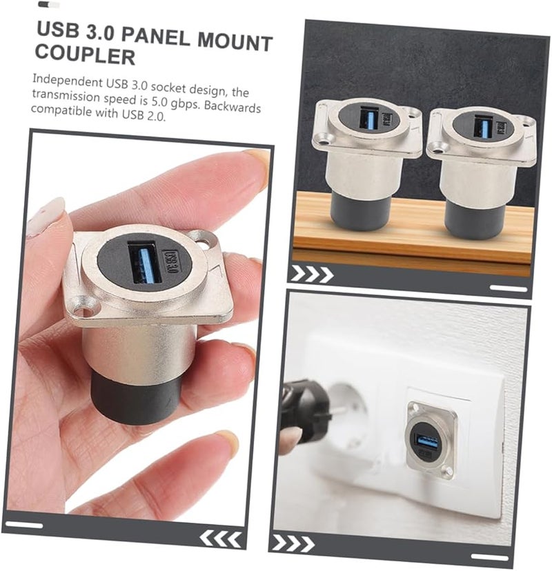 USB Panel Mount Coupler Socket Adapter Connector Black Scratch Resistant - Image 2
